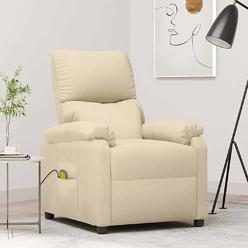 vidaXL Fauteuil de massage Crème Tissu