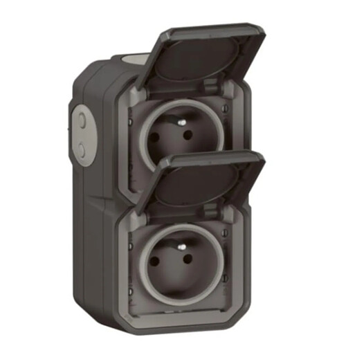 Legrand Plexo double prise 2P+T - Anthracite