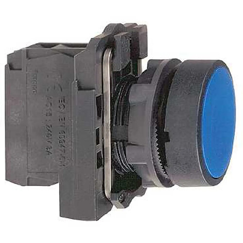 Schneider Electric bouton poussoir - affleurant - 1 no + 1 nf - bleu - complet - schneider xb5aa65