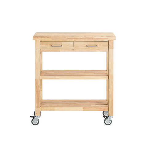 SoBuy Desserte Roulante en Bois d'Hévéa à 2 Étagères 80x40x90 cm FKW24-N