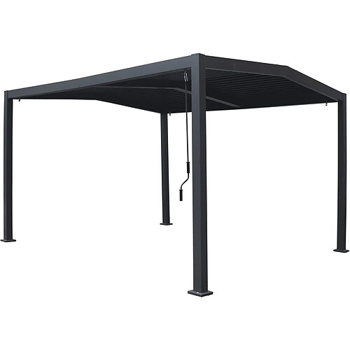 Habitat Et Jardin Pergola bioclimatique toit 2 pans Victoria en aluminium et métal- 3,5 x 4 m - Gris