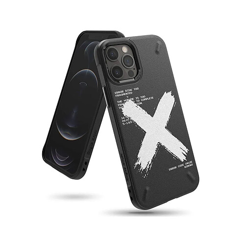 Coque en silicone pour iPhone 12 Pro Max, design Onyx X noir.