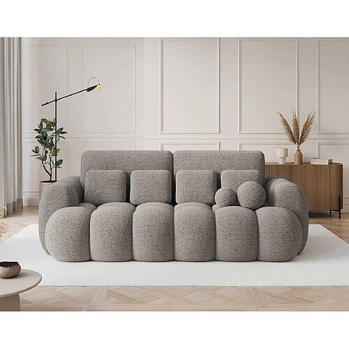 Bestmobilier Dorian - Canapé droit 3 places convertible avec coffre en tissu bouclette