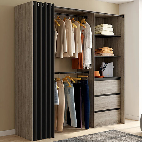 Idmarket Dressing extensible MARTY 120/170 x 50 x 180 cm hêtre