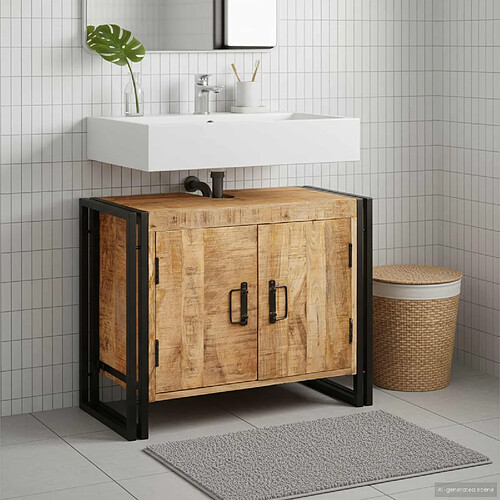 vidaXL Meuble sous évier Marron 71 x 33 x 58 cm Bois de mangue massif