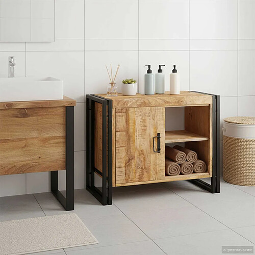 vidaXL Meuble sous évier Marron 71 x 33 x 58 cm Bois de mangue massif