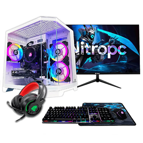 PC Gamer complet Nitropc Pack Gold Blanc