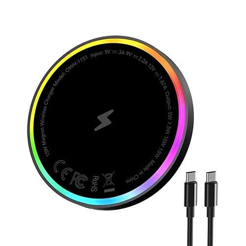 oraimo PowerDock 15W – Chargeur sans fil pour iPhone, rapide Qi, design compact, Compatible toute marque Qi