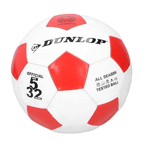Dunlop Ballon de Football Taille 5 à 32 Panneaux Classique Rouge