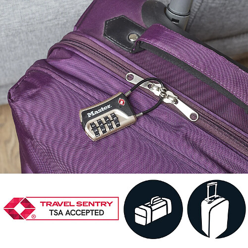 Master Lock 4697EURDNKL Cadenas à Combinaison TSA, Gris, 9,3 x 3,6 x 1,5 cm