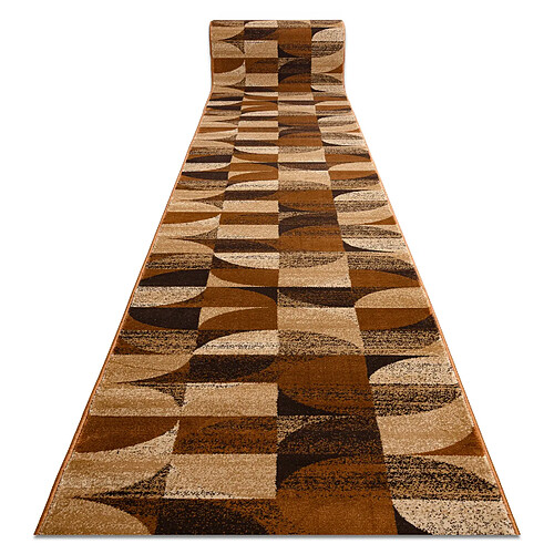 RUGSX Tapis de couloir ROYAL H387 GÉOMÉTRIQUE marron moutarde 70cm 70x720 cm