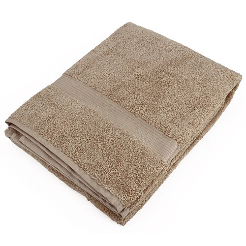 Drap De Douche 70x130 Cm Luxor Taupe - 100% Coton Peigné 600g/m², Double Face Bouclette, Certifié OEKO-TEX