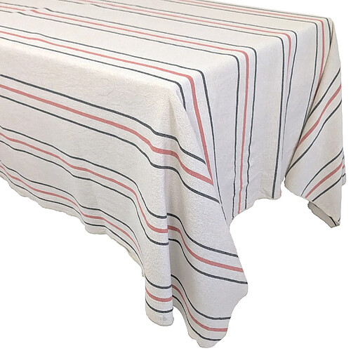 Linnea nappe rectangulaire Hoshi rayée en coton - Rose