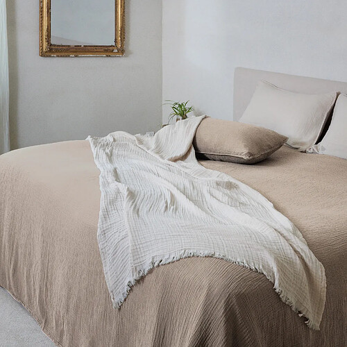 Linnea Couvre-lit Paros en coton - Beige