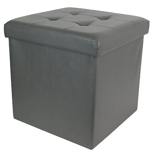 Linnea Coffre pouf décoratif 38x38x38 cm aspect matelassé collection CHIC gris