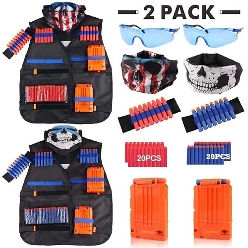 Pack 2 gilets tactiques Nerf - rouge et bleu