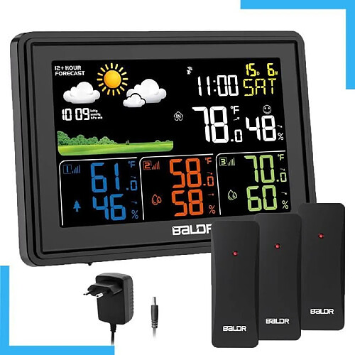 Station Météo Numérique Connecté Sans Fil Thermometre Exterieur Hygromètre Tendance Prévision 3 Capteurs Extérieurs