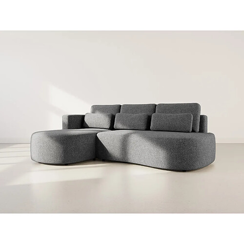 Lisa Design Mahina - canapé d'angle gauche 4 places convertible avec coffre en tissu texturé