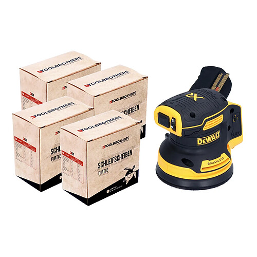 DeWalt DCW 210 N Ponceuse excentrique sans fil 18 V 125 mm Brushless Solo + 4x Toolbrothers TURTLE Set de disques de ponçage