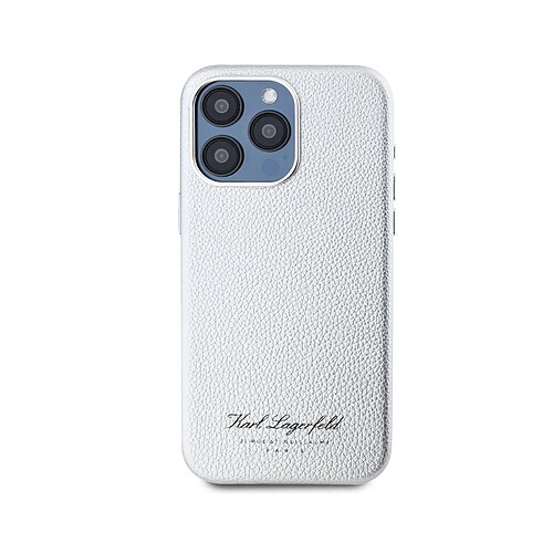 Karl Lagerfeld Coque pour iPhone 15 Pro Max Hotel RSG Texturée Grainé Élégante Argent