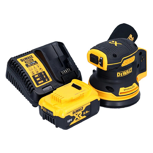 DeWalt DCW 210 P1 Ponceuse excentrique sans fil 18 V 125 mm Brushless + 1x batterie 5,0 Ah + chargeur