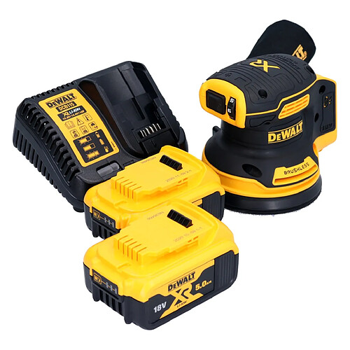 DeWalt DCW 210 P2 Ponceuse excentrique sans fil 18 V 125 mm Brushless + 2x batterie 5,0 Ah + chargeur
