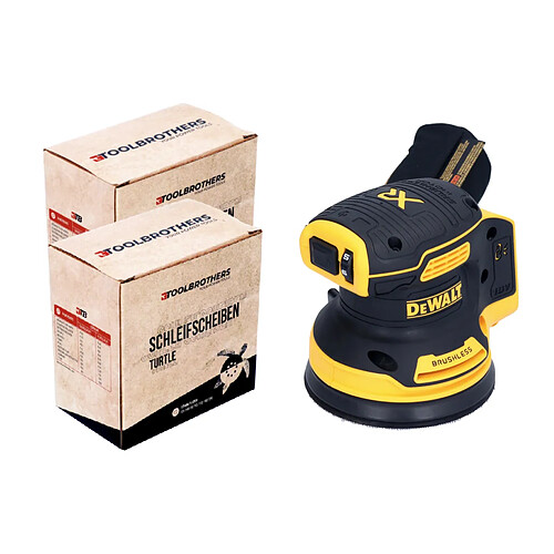 DeWalt DCW 210 N Ponceuse excentrique sans fil 18 V 125 mm brushless + 2x Jeux de disques abrasifs TURTLE Toolbrothers