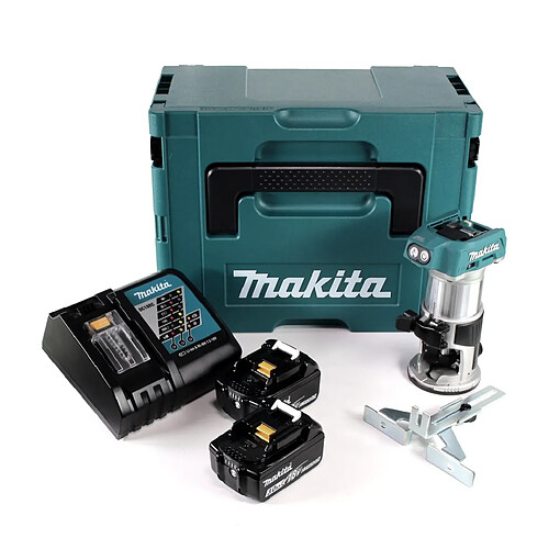 Makita DRT 50 RFJ fraiseuse multifonctions sans fil brushless 18V + 2x batteries 3,0 Ah + chargeur rapide en Makpac 3
