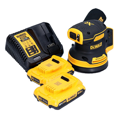 DeWalt DCW 210 D2 Ponceuse excentrique sans fil 18 V 125 mm Brushless + 2x batterie 2,0 Ah + chargeur