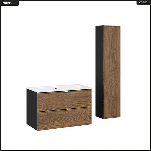 Otitec ensemble meuble salle de bain - Noir mat