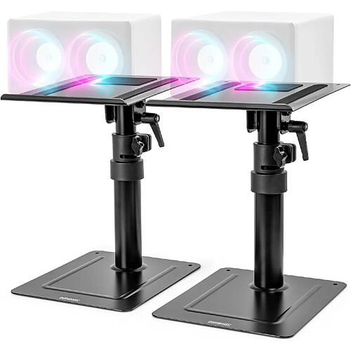 Duronic SPS30 2 Supports d'Enceintes pour Bureau | Hauteur Ajustable de 26,4 à 40,5 cm | Inclinable et Rotatif | Plateau de 24 x 20 cm | Socle de 25 x 20 cm | Home Cinema Studio d'Enregistrement