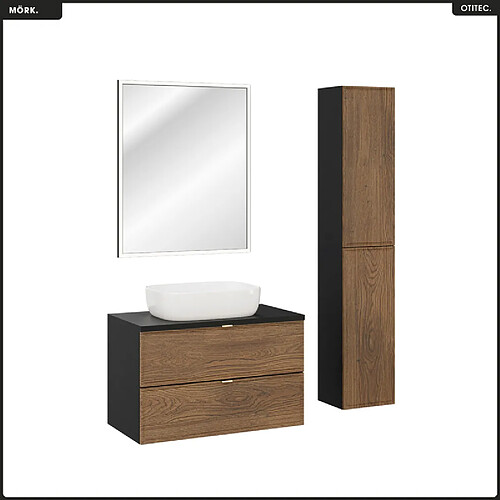 Otitec Ensemble meubles salle de bain avec miroir - Chêne
