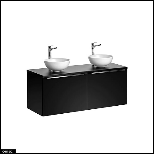 Otitec Meuble vasque double suspendu - Noir mat
