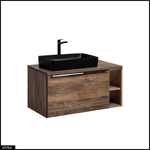 Otitec Meuble double vasque à poser - Chêne