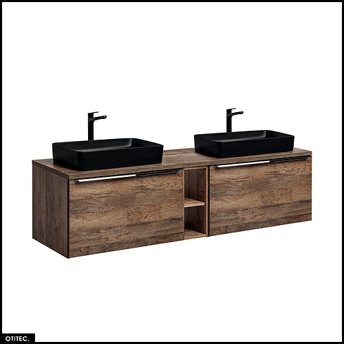 Otitec meuble sous-vasque double - Chêne