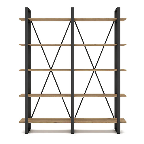 Pegane Étagère colonne métal bois - Naturel