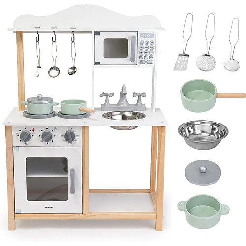 Cuisine Enfant +3 ans en Bois avec Micro-Ondes, Four, évier et Accessoires - Jouet Montessori