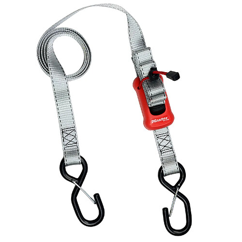 Master Lock 3313EURDAT Sangle d'Arrimage avec Crochets et Boucle Autobloquante, Gris, 2,50m x 25mm Sangle