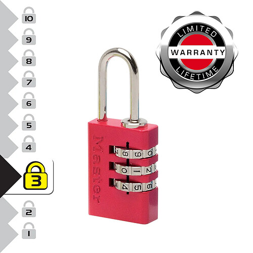 Master Lock 7620EURTCOL Lot de 2 Cadenas à Combinaison Programmable en Aluminium, Couleur Aléatoire, 2 x 5,5 x 0,9 cm