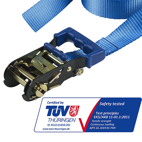 Master Lock 4359EURDAT Sangle à Cliquet Certifiée, Bleu, 6m x 35mm Sangle