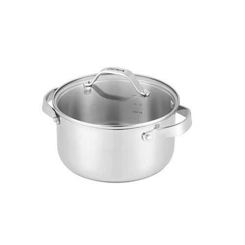Faitout Inox 26cm Avec Couvercle En Verre - Compatible Induction, Gaz, Vitrocéramique - Idéal Pour Soupes, Pâtes Et Légumes - 5