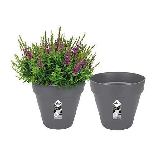 ELHO Lot de 2 pots de fleur rond Loft Urban - 19 L - Ø 28.5 x H 26 cm - Noir