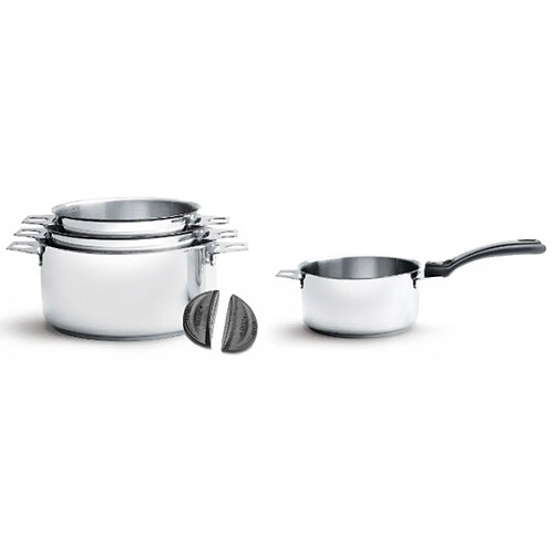 Série de 4 casseroles inox 14/16/18/20cm + 1 queue + 2 anses - 3491.04 - Twisty - DE BUYER
