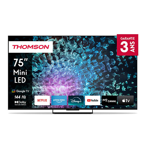Thomson 75” (190 Cm) LED 4k Uhd Google TV Mini LED, Google Asistant, 144 Hz