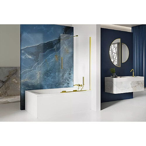 OTITEC Pare-baignoire coulissant,2 volets HAWAII,couleur:or, largeur: 140 cm