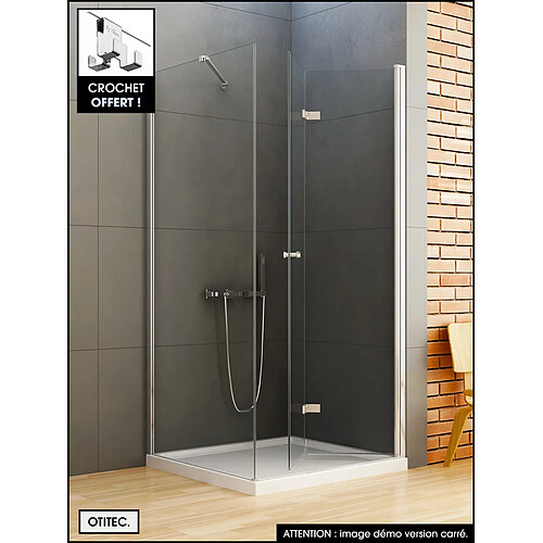 OTITEC Cabine de Douche - 70 x 120 cm - Chrome - Porte Pliante Droite - avec Crochet OFFERT - AURORA