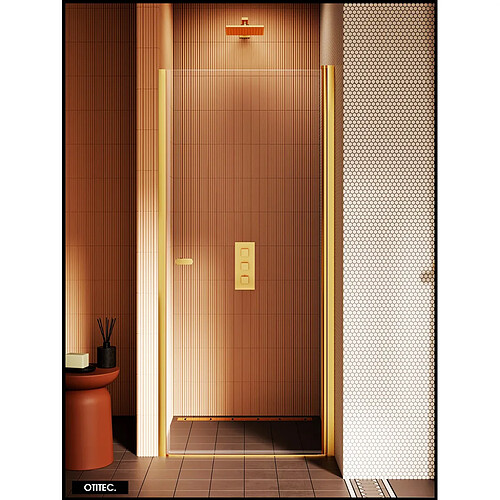 OTITEC Porte de Douche Battante Simple - 70 x 195 cm | GOLYA - Laiton Brossé