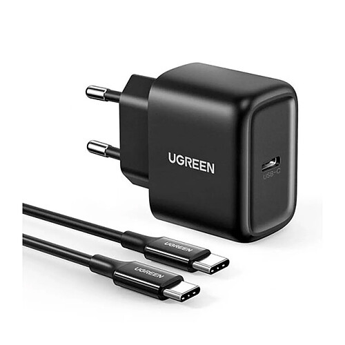 Chargeur USB-C Ugreen 25W + Câble USB-C 2M Noir