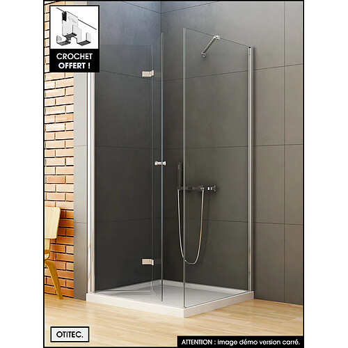 OTITEC Cabine de Douche - 70 x 80 cm - Chrome - Porte Pliante Gauche - avec Crochet OFFERT - AURORA