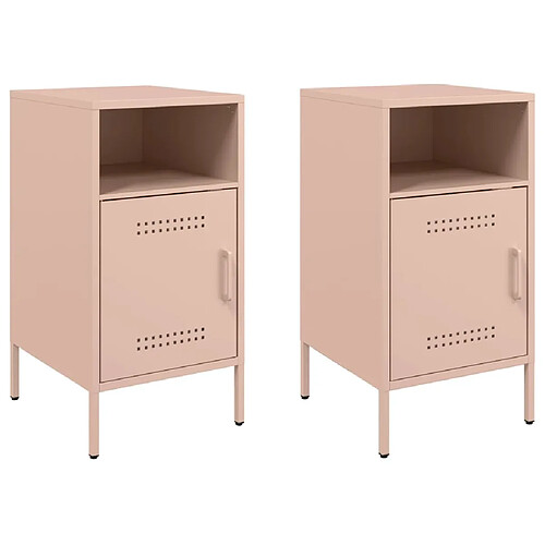 Decoshop26 lot de 2 tables de chevet - Rose